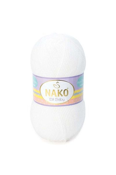 NAKO 5Pcs Elite Baby Anti-Pilling Hand Knitting Yarn Baby Wool Anti-Pilling Baby Wool 208 White