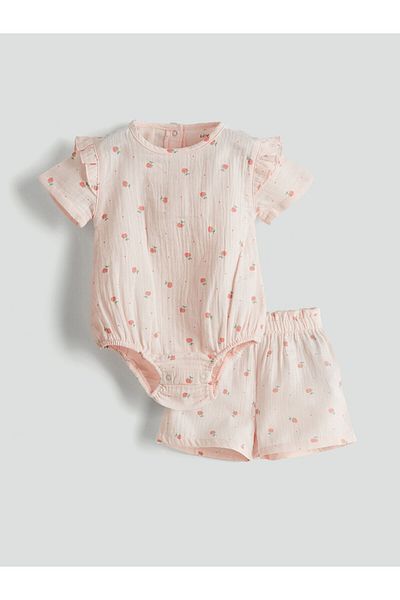 LC Waikiki Floral Snapback Bodysuit and Shorts 2 Pack