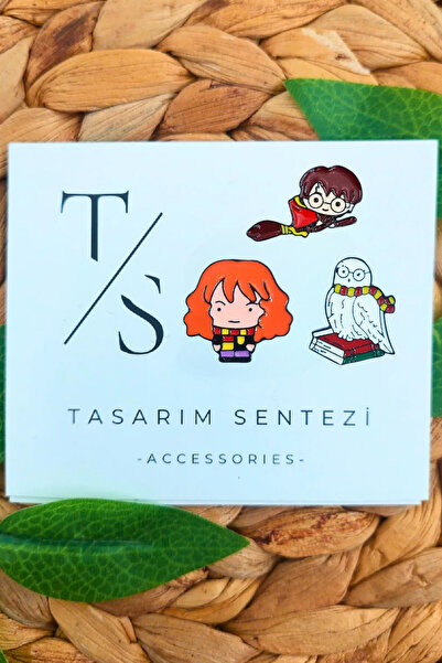 Tasarım Sentezi Rozet Metal Broş 3'lü Harry Potter Hermione Granger Baykuş He...