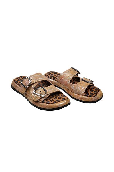 Lady Mia Bella Genuine Leather Buckle Women's Slippers