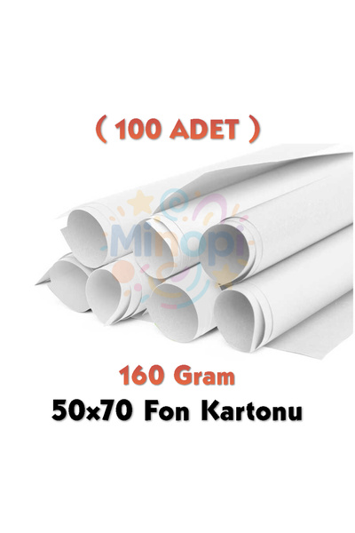 Minopi White Background Cardboard 50X70 cm 100 Pack 160 Gr Colored Background...