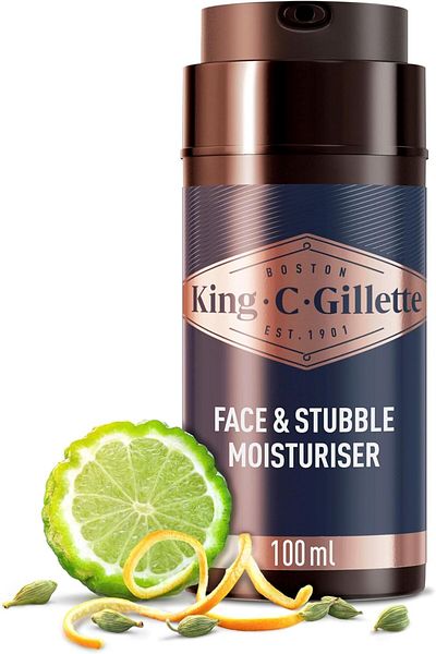 Gillette King C. Gillette Face & Beard Moisturiser for Men, 100 ml, with Vitamin B3, B5 Complex & Argan Oil,