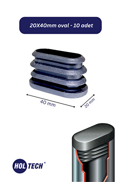 HOLTECH 20x40mm plastik oval boru profil tıpası plastik tapa 10 adet