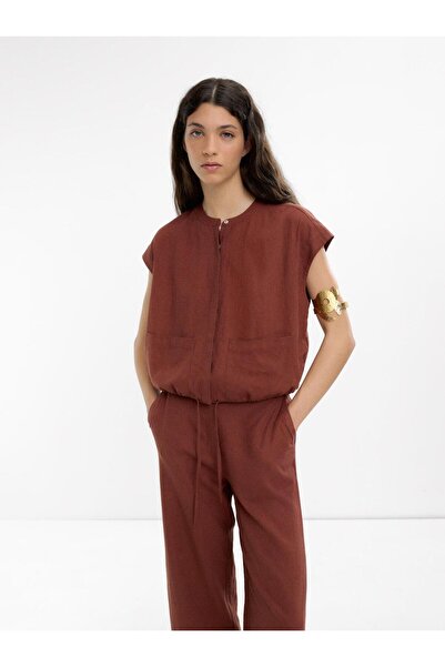 PARFOIS Keten Karışımlı Kısa Kollu Gömlek