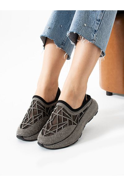 ALEMDAR AYAKKABI Strix Gray Stone Detail Women's Sandals