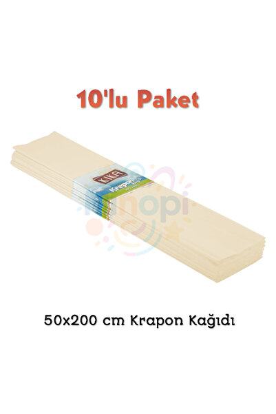 Minopi Krem Krapon Kağıdı 50x200 cm Renkli Grapon Kağıdı Okul Kreş Etkinlik Setleri için