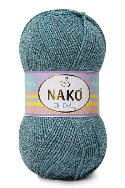 NAKO 5 τεμάχια Elite Baby Anti-pilling Hand Knitting Yarn Baby Wool Μη πουπουλένιο Bebe Wool 21355 Grey - Azur Muline