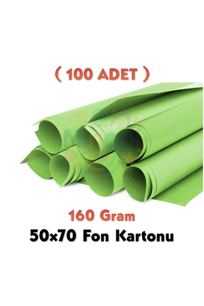 Minopi Light Green Background Cardboard 50X70 cm 100 Pack 160 Gr Colored Back...
