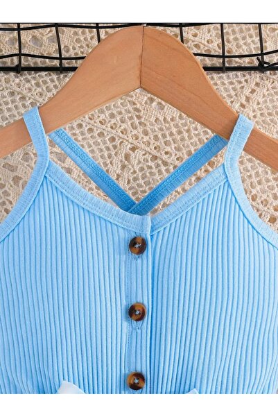 OEM Salopeta scurta fete din Bumbac, imprimeu floral, 4-5 ani, 104-110 cm