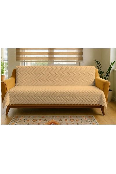 DECORA CASA HOME COLLECTİON Плюшен памучен калъф за диван с гъбена основа, неплъзгащ се калъф за диван/легло |