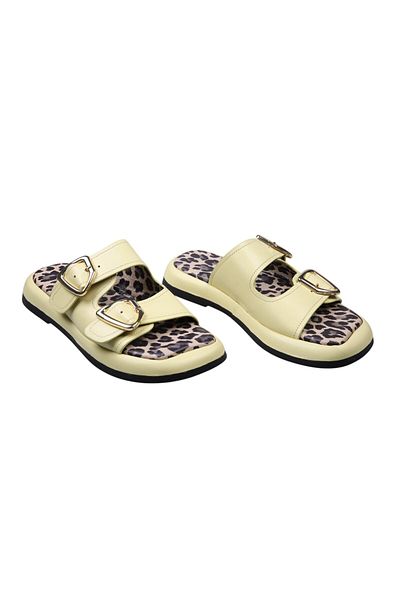Lady Mia Bella Genuine Leather Buckle Women's Slippers