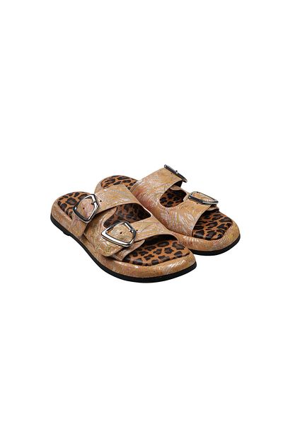 Lady Mia Bella Genuine Leather Buckle Women's Slippers