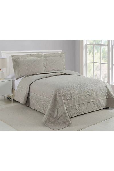 FIONNA.RO 3-Piece Quilted Cotton Blanket - Gray