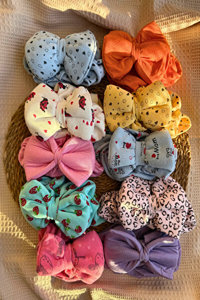 MASENKIDS BEBEK BONE BANDANA ÇİFT KAT FİYONKLU 10'LU SET