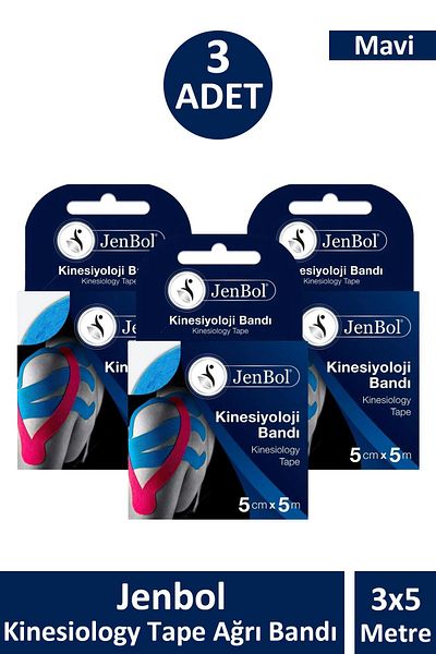 Jenbol Kinezyo Sports Tape Pain Tape 5 Meters X 5 cm Blue 3 Pieces