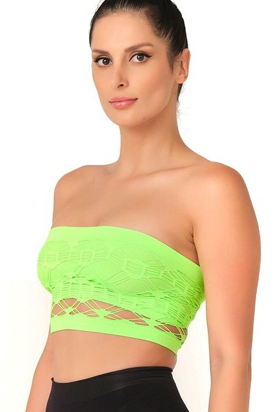 bazaar-turkey all you need Green Mi Emay 4050 Double Mesh Gatherer Strapless Bustier