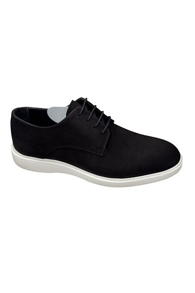 erenimstore Genuine Leather Black Nubuck Classic Men's Shoes