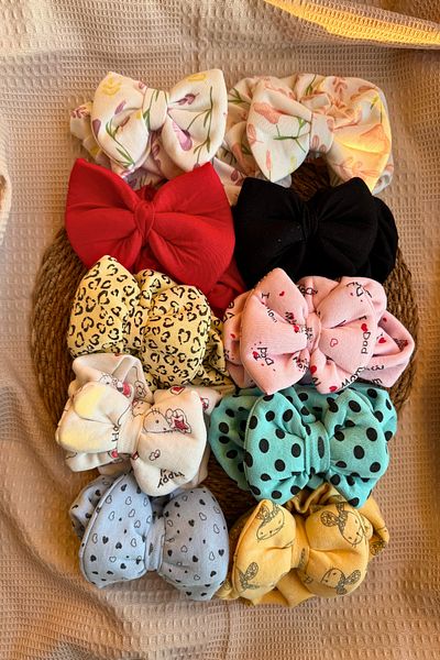 MASENKIDS Baby Bone Bandana Double Layer Bow Set of 10