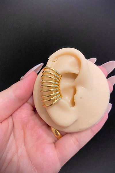 Jaida Moda Gold Color Large Tube Design Non-Hole Ear Cuff – Compression Cartilage Earring