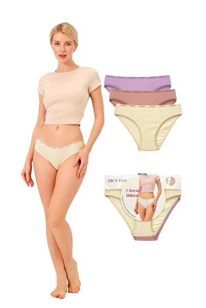 ZICCHO 3'lü Paket Fitilli Pamuk Kumaş Brazilian Külot Set