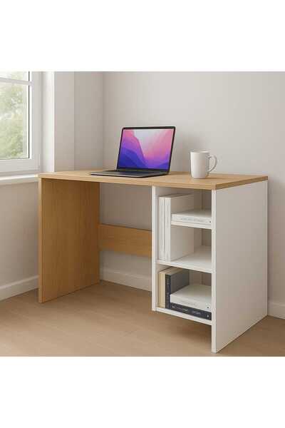 RENGİBİZ Kitaplıklı Çalışma Masası Beyaz