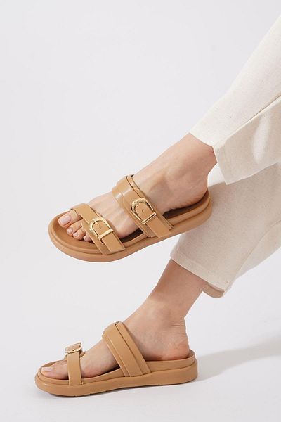 Moda Pie Γυναικείες παντόφλες Renas Double Buckle Skin