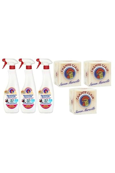 chante clair Set Chanteclair 3xDegresant universal spray 700 ml cu Marsila, 3x Sapun Rufe 250 g sapun solid cu Ma