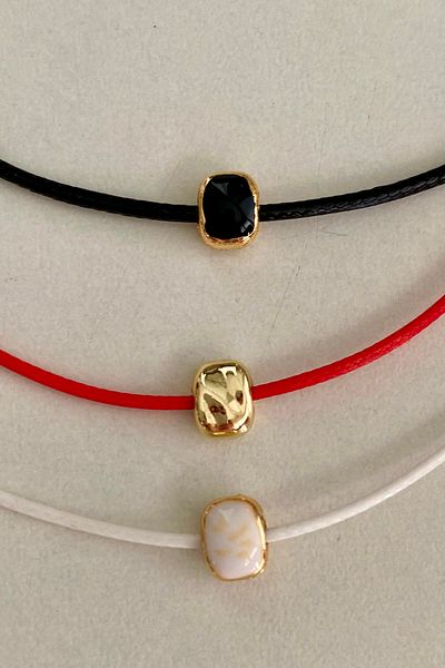 Shepidi 3-Piece Anklet Square Figure Black Red and White Rope Scroll Lock Braid