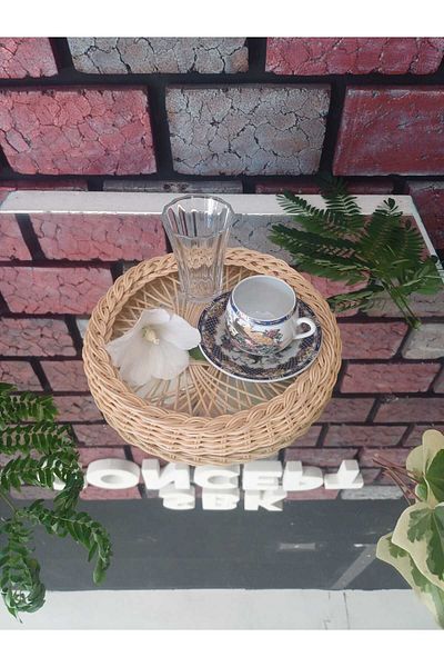SBK Concept Rattan Bamboo Glass Presentation Tray