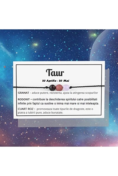 animis beauty Bratara zodia Taur, reglabila, din pietre naturale semipretioase, unisex