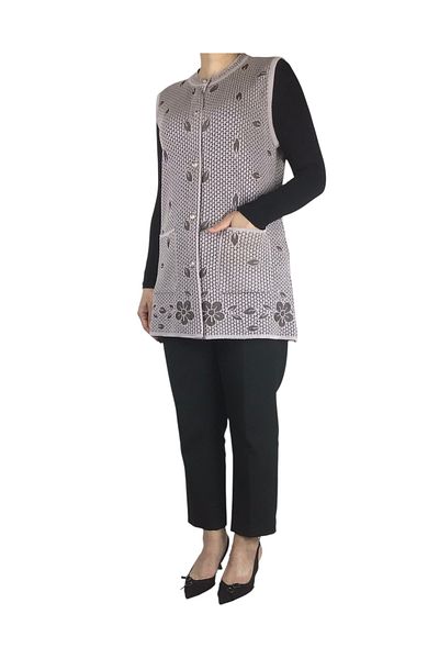 ECE GİYİM Women's Thick Front Button Pocket Thin Hole Vest
