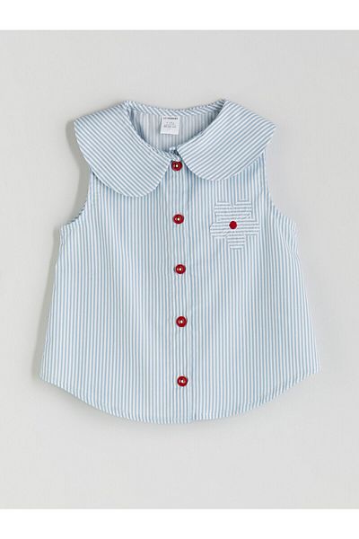 LC Waikiki Baby Collar Floral Striped Girl's Shirt
