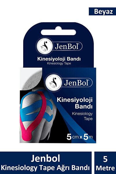 ASFSTORE Jenbol Kinesiology Tape Ağrı Bandı 5 cm x 5 m - Beyaz