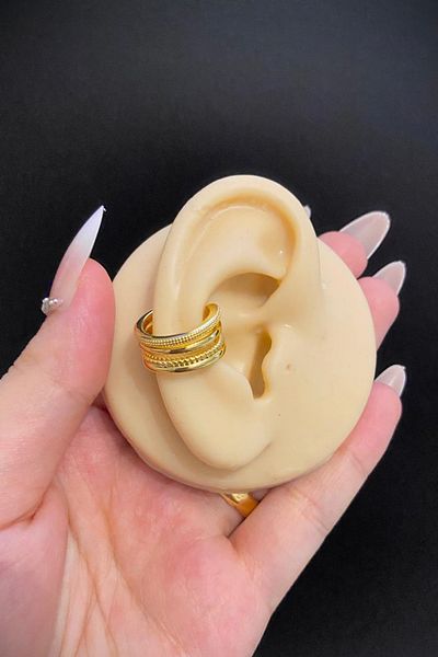 Jaida Moda Gold Compression Perforation-Free Cartilage Earrings – Stylish and Elegant Ear Cuff Model
