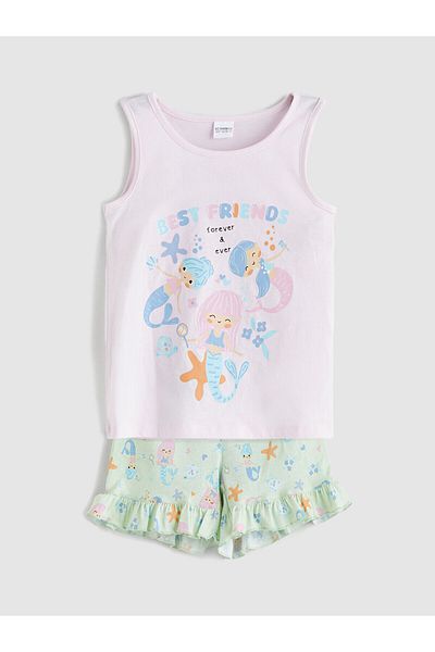 LC Waikiki Crew Neck Printed Girls' Singlet and Shorts 2-Piece