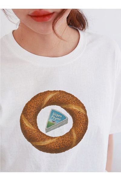 Disante Simit Printed Crew Neck Basic Trend Women's T-Shirt