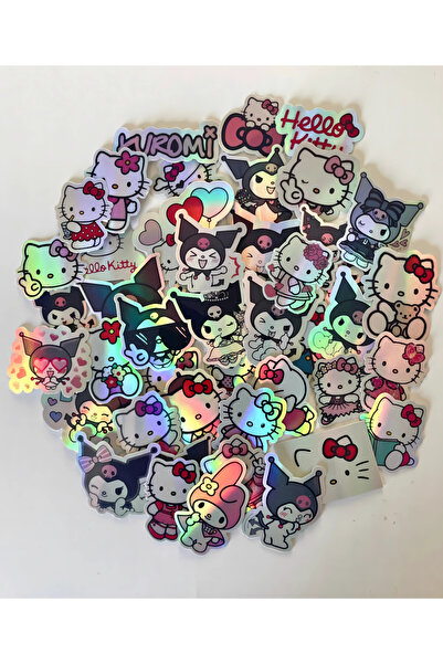 Studio D arte DIY KIT Suya Dayanıklı Hello Kitty Hologram Sticker Set Telefon Tablet Kask KayKay