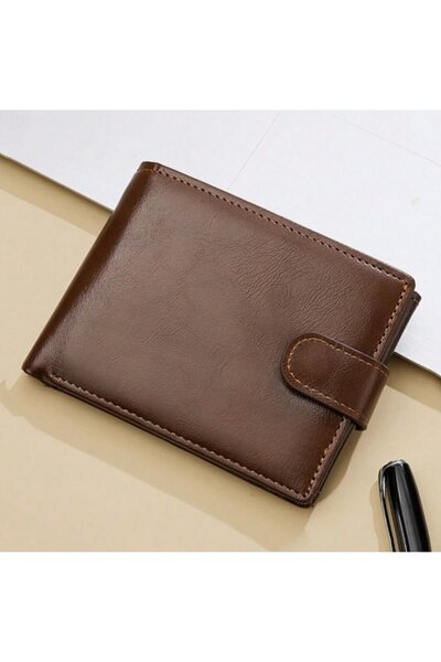 The Casius. Men's eco-leather wallet, spacious, multiple compartments, dark brown color, The Casius
