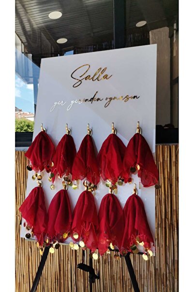 Yalova Design Düğün & Nişan & Kına Mendilli Karşılama Panosu (KIRMIZI)