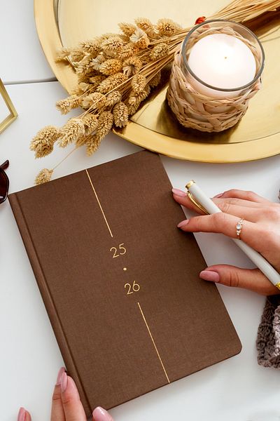 Matt Notebook 2025-2026 Α5 Λινό Ακαδημαϊκό Ατζέντα 15x21 cm - 17 Μηνιαίο Καφέ