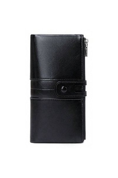 The Casius. Women's Wallet with Multiple Compartments, Leather, Black, The Casius