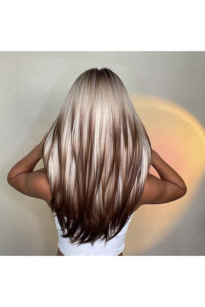 animis beauty Long wig Ombre MARO, synthetic fiber with natural look, long straight hair, with semi breton, 60 cm