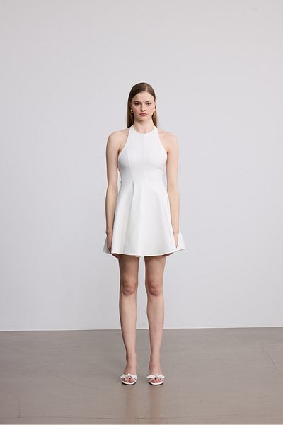 SevdeUgur Λευκό φόρεμα με γιακά Halter