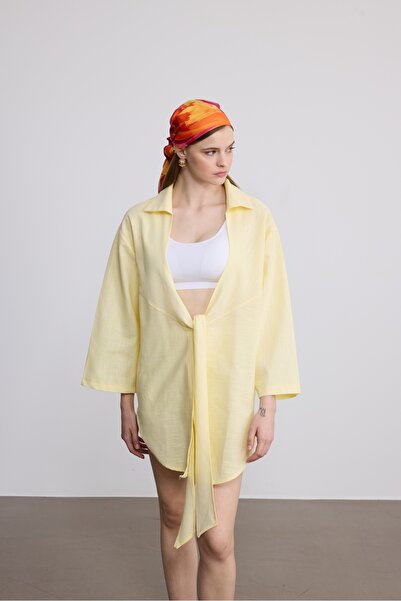 SevdeUgur Жіноча сорочка-кімоно з жовтим поясом / Sevde Ugur