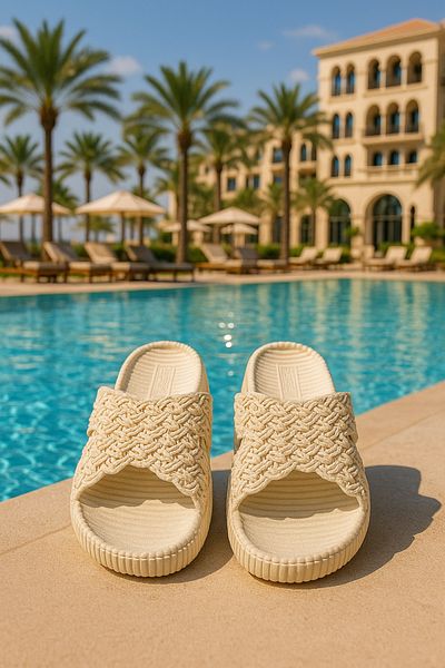 Behtah Kundura Straw Look Non-Slip Sole Slippers Balcony Bathroom Pool Seaside Beach Pool Daily Slippers
