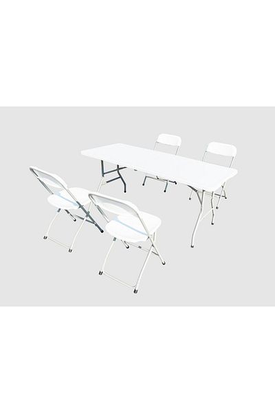 HR TABLE SET WITH 4 FOLDABLE PLASTIC CHAIRS
