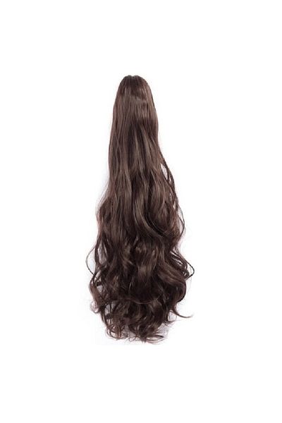 animis beauty SATIN Chocolate Wavy Ponytail Extension, clip-in type, 50 cm, synthetic fiber with a look