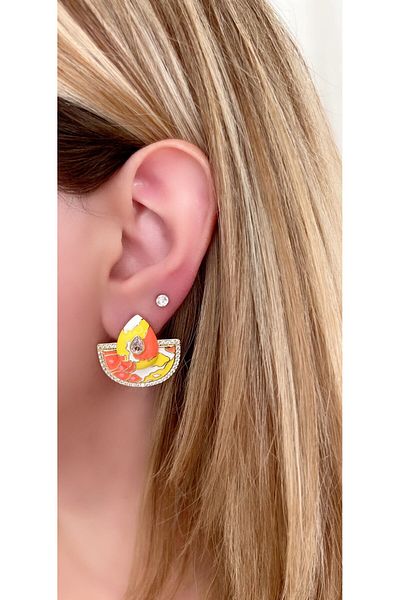 Store Diva Charm Two Tones of Sparkle Yellow&Orange Earrings