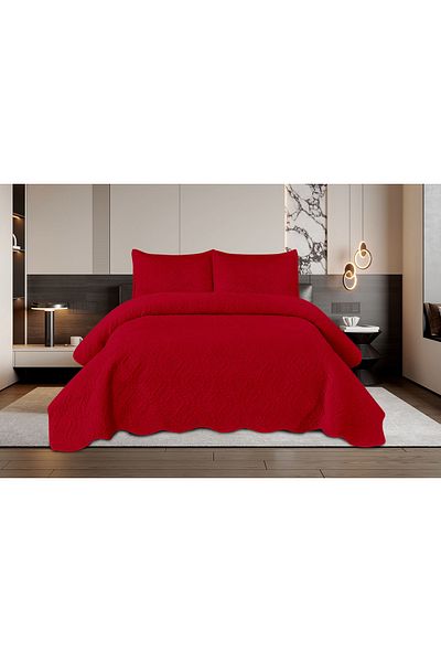 FIONNA.RO 3 Piece Velvet Duvet Cover Set - Red
