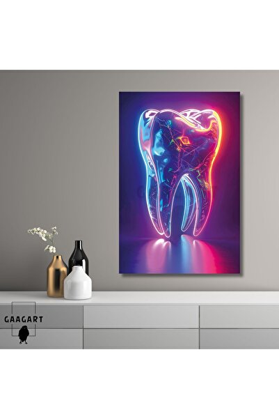 GAAGART Tekli Dikey Kanvas Diş Poliklinik Tablosu Işıltılı Diş
